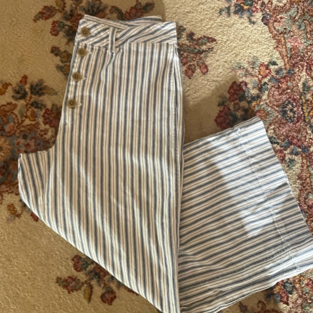 Madewell Emmett Wide-Leg Crop Pants in Stripe: Button-Front Edition